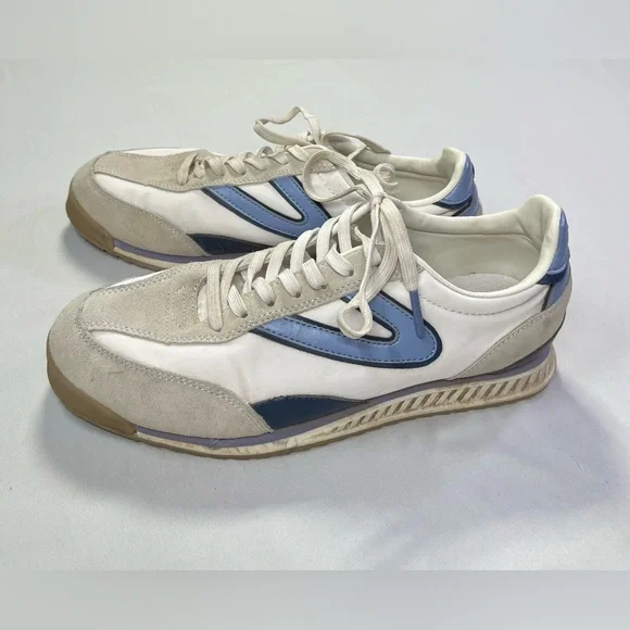 Tretorn Rawlins Elite White and Blue Athletic Shoes Sneakers Suede Leather - 9 - Picture 3 of 7
